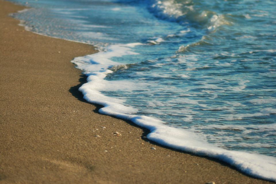 The beach and the water beyond it